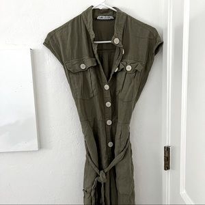 ZARA women's olive green jumpsuit S